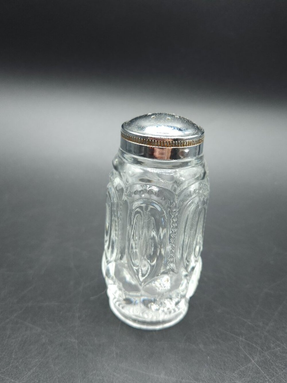 Vintage Moon and Star Pattern Clear Glass Salt or Pepper Shaker only One